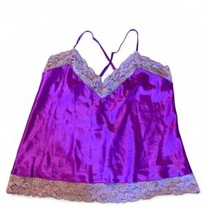 Frederick's of Hollywood Violet Satin Chemise with Lace